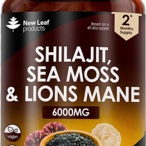 New Leaf Products Shilajit Sea Moss & Lions Mane Capsules 6000Mg